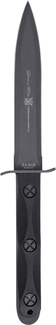 Ka-Bar EK44 Ek Model 4 Commando 6.63" Fixed Double Edge Spear Point Plain 1095 Cro-Van - Black GRN Handle