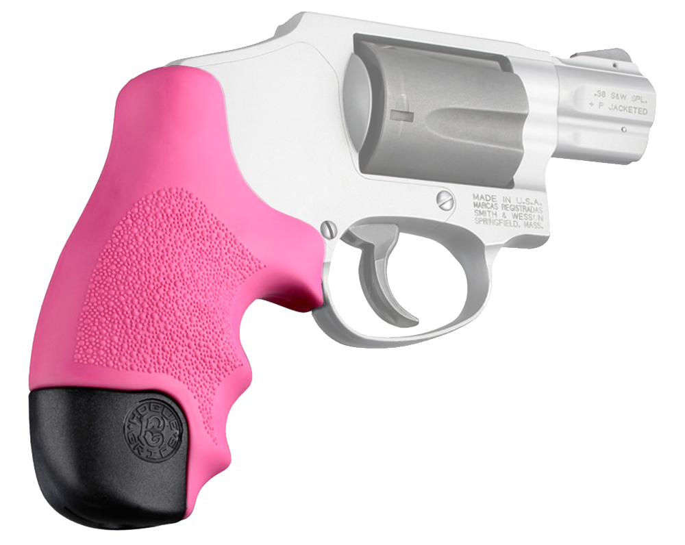 Hogue OverMolded Tamer Pink Rubber Grip w/ Finger Grooves for S&W J-Frame Round Butt & Bodyguard
