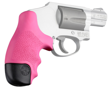 Hogue OverMolded Tamer Pink Rubber Grip w/ Finger Grooves for S&W J-Frame Round Butt & Bodyguard