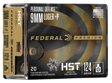 Federal P9HST3S Premium Personal Defense 9mm Luger +P 124gr HST Jacketed Hollow Point - Box or Case