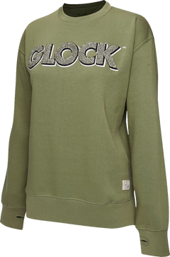 Glock Ladies Crewneck Raglan Fleece Olive Cotton/Polyester Long Sleeve Large
