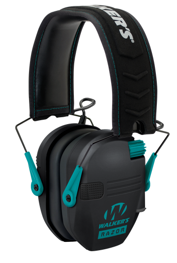 Walkers Game Ear Razor Slim Electronic Muff 23 dB Over the Head Black / Teal Polymer