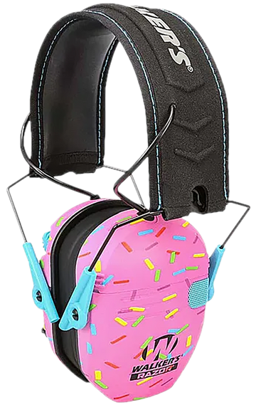 Walkers Game Ear Passive 23 dB Over the Head Youth Pink Sprinkles Earmuff
