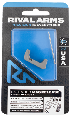 Rival Arms RA72G003D Extended Magazine Release Silver Aluminum for Glock 43