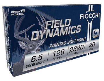 Fiocchi Field Dynamics 6.5 Creedmoor 129gr Pointed Soft Point 20 Bx/10 Cs - Box or Case