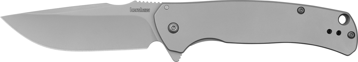 Kershaw 1416 Scour 3.3" Folding Drop Point Plain 8Cr13MoV - Bead Blasted Stainless Steel