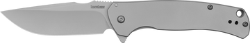 Kershaw 1416 Scour 3.3" Folding Drop Point Plain 8Cr13MoV - Bead Blasted Stainless Steel