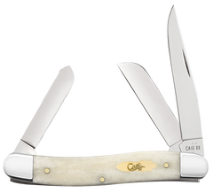 Case 11021 Stockman Medium Folding Clip Point/Pen/Sheepsfoot Plain Carbon Steel Smooth Natural Bone