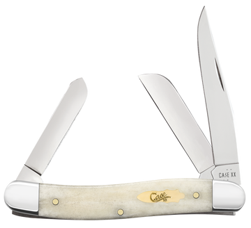 Case 11021 Stockman Medium Folding Clip Point/Pen/Sheepsfoot Plain Carbon Steel Smooth Natural Bone
