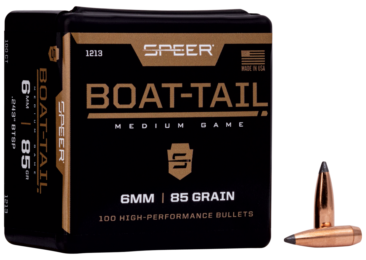 Speer Ammo 1213 Boat-Tail 6mm .243 85gr Jacketed Soft Point - 100/Box