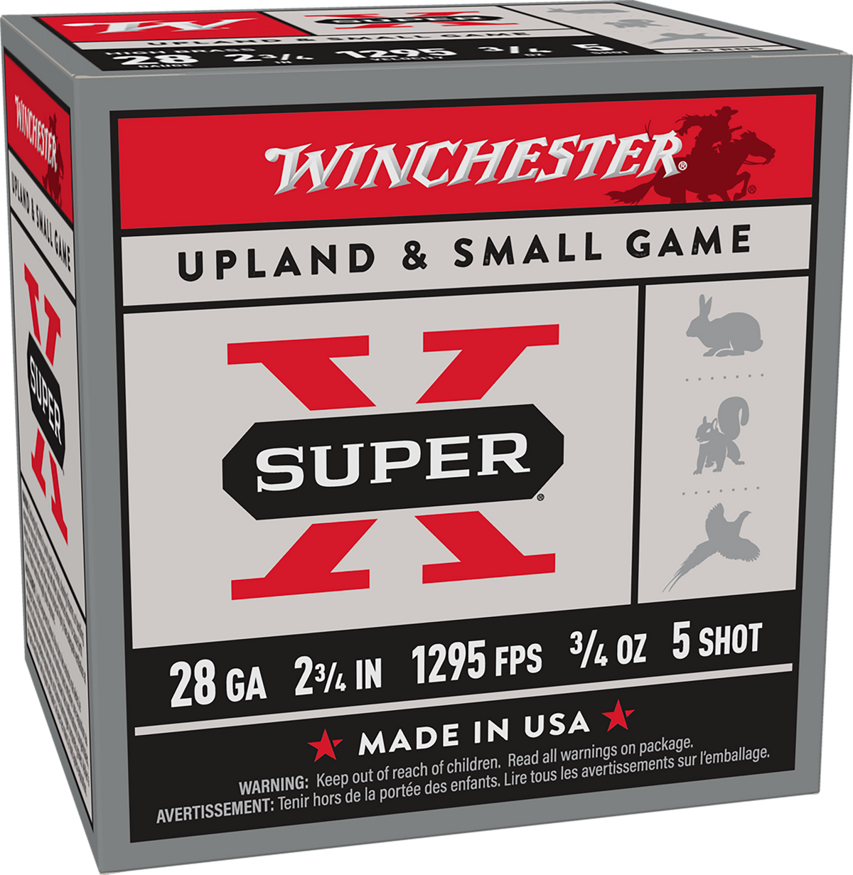 Winchester Ammo Super X Heavy Game Load High Brass 28 Gauge 2.75" 3/4 oz 5 Shot - Box or Case