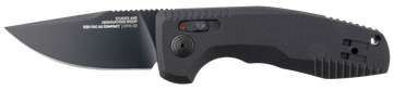S.O.G SOG-TAC AU Compact 2.94" Folding Automatic Straight Back Plain Cryo D2 Black TiNi Anodized Aluminum Handle