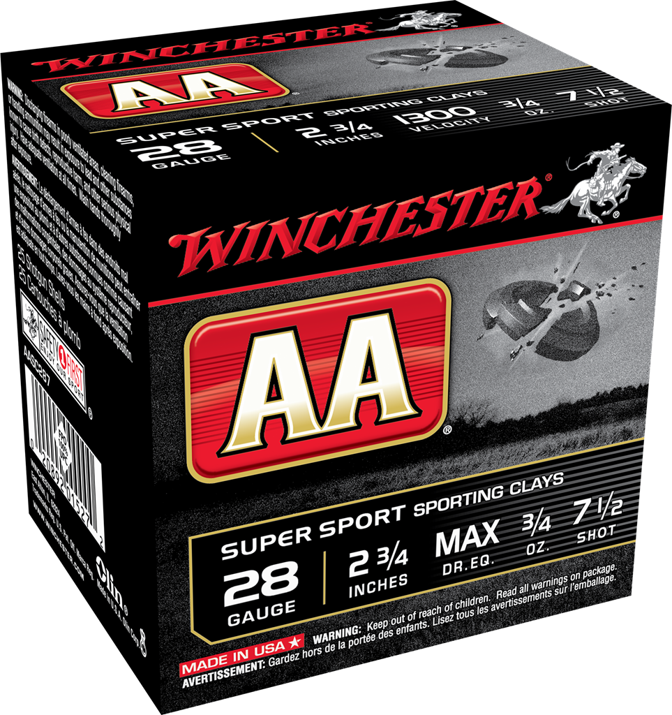 Winchester Ammo AA Sporting Clay 28 Gauge 2.75" 3/4 oz #7.5 Shot 100 Rd - Box or Case