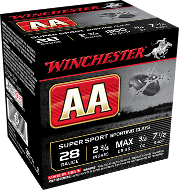 Winchester Ammo AA Sporting Clay 28 Gauge 2.75" 3/4 oz #7.5 Shot 100 Rd - Box or Case