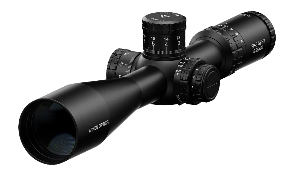 Arken EP-5 Gen II 5-25x56 FFP VPR MRAD 34mm Tube Riflescope - TOR Zero Stop