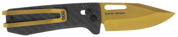 S.O.G Ultra XR 2.80" Folding Clip Point Plain Gold TiNi Cryo S35VN Carbon Fiber Knife