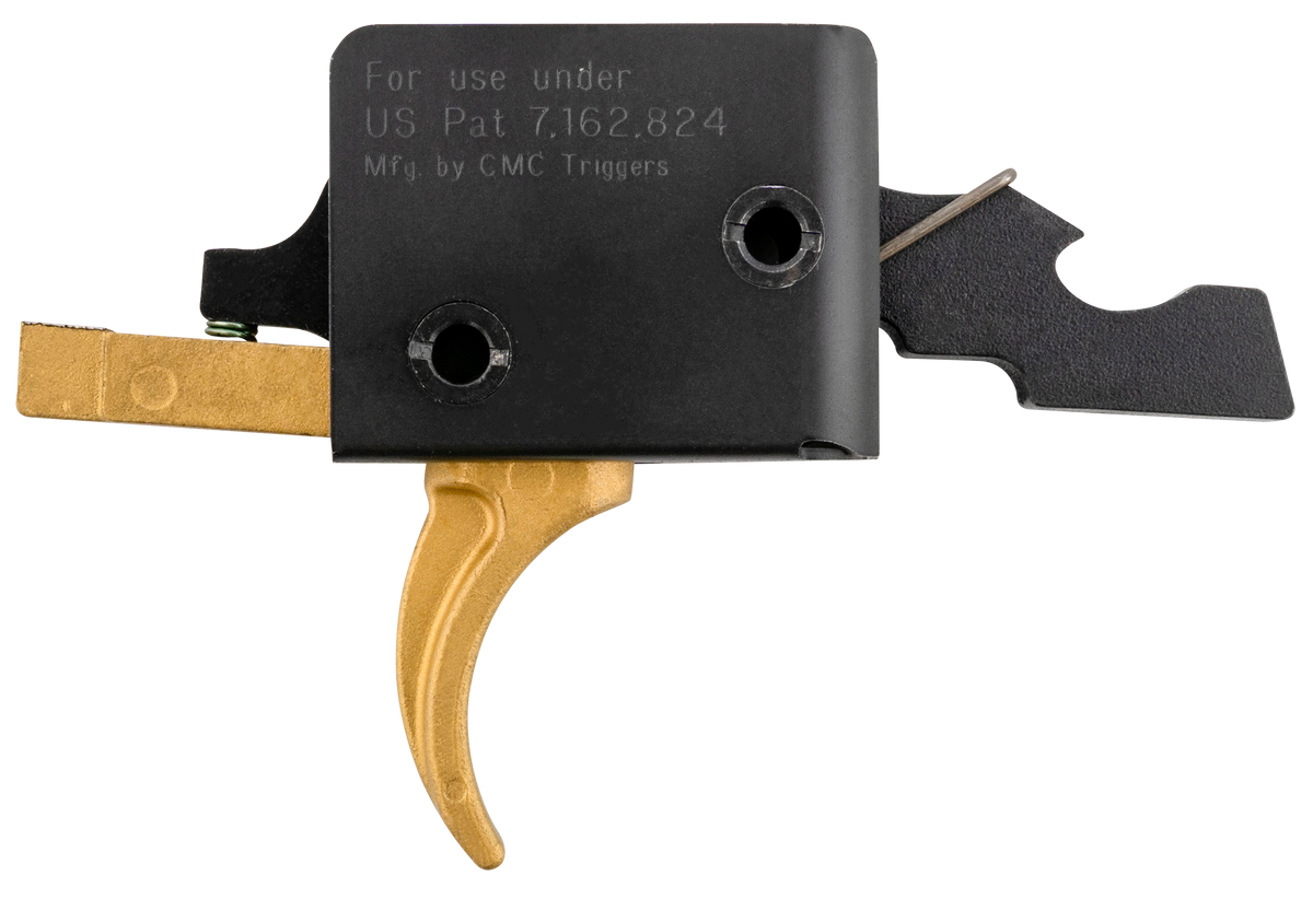 CMC Triggers 91501GF Gold Finger Drop-In AR-15/AR-10 Single-Stage Curved Trigger 3-3.50 lbs - Gold