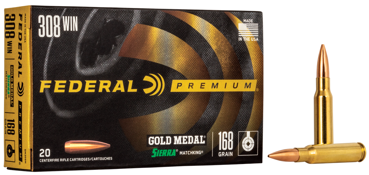Federal Premium Gold Medal 308 Win 168 gr Sierra MatchKing BTHP 20 Rd - Box or Case