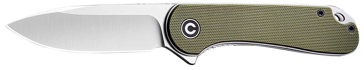 Civivi Knives Elementum 2.96" Folding Plain Satin D2 Steel Blade - Green Textured G10 Handle