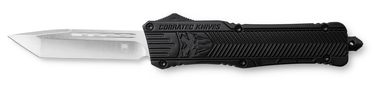CobraTec Knives CTK-1 Large 3.25" OTF Tanto Plain D2 Steel Black Aluminum Handle