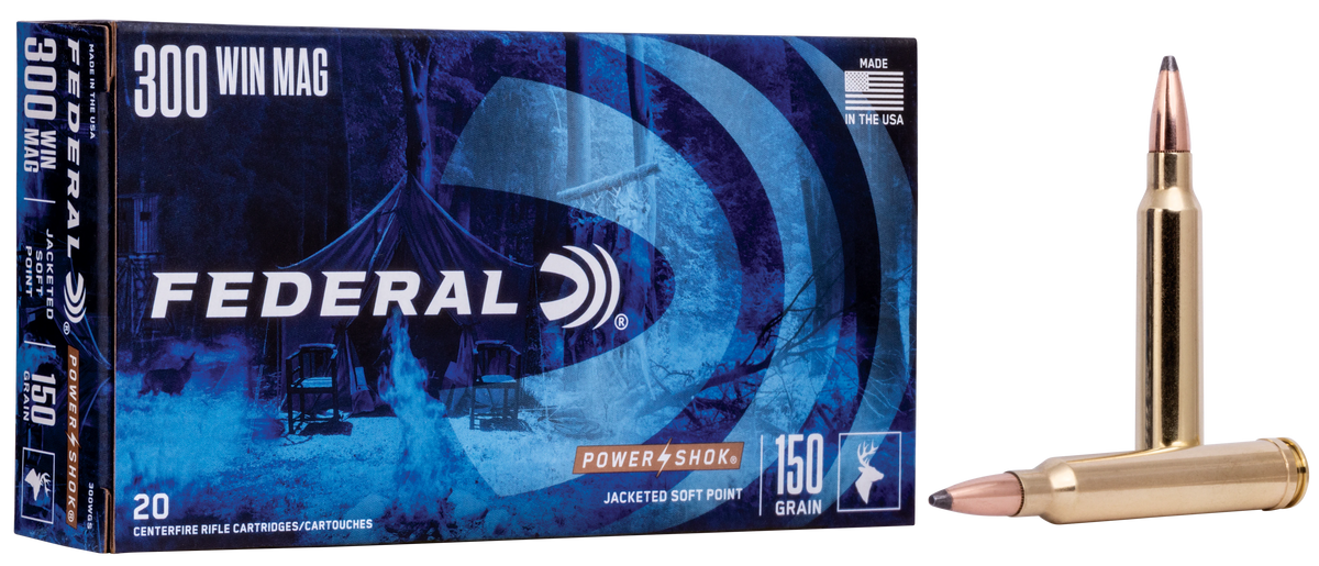 Federal 300WGS Power-Shok  300WinMag 150gr Jacketed Soft Point 20 Per Box/10 Case