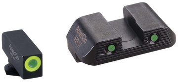 Ameriglo GL822 Trooper Sight Set for Glock 42/43/43X/48 - Green Tritium LumiGreen Outline Front / Green Tritium Black Outline Rear