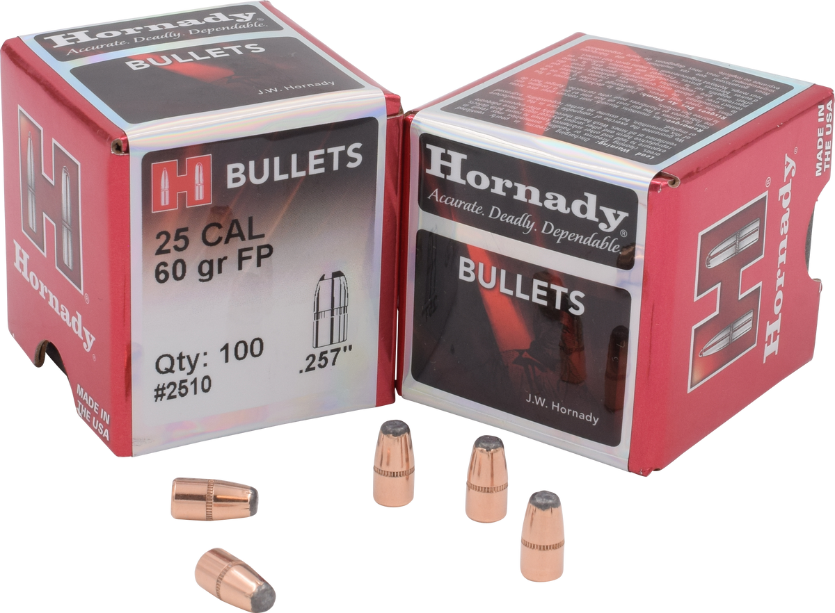 Hornady 2510 Traditional Varmint 25 Cal .257 60 gr Flat Point - 100/Box