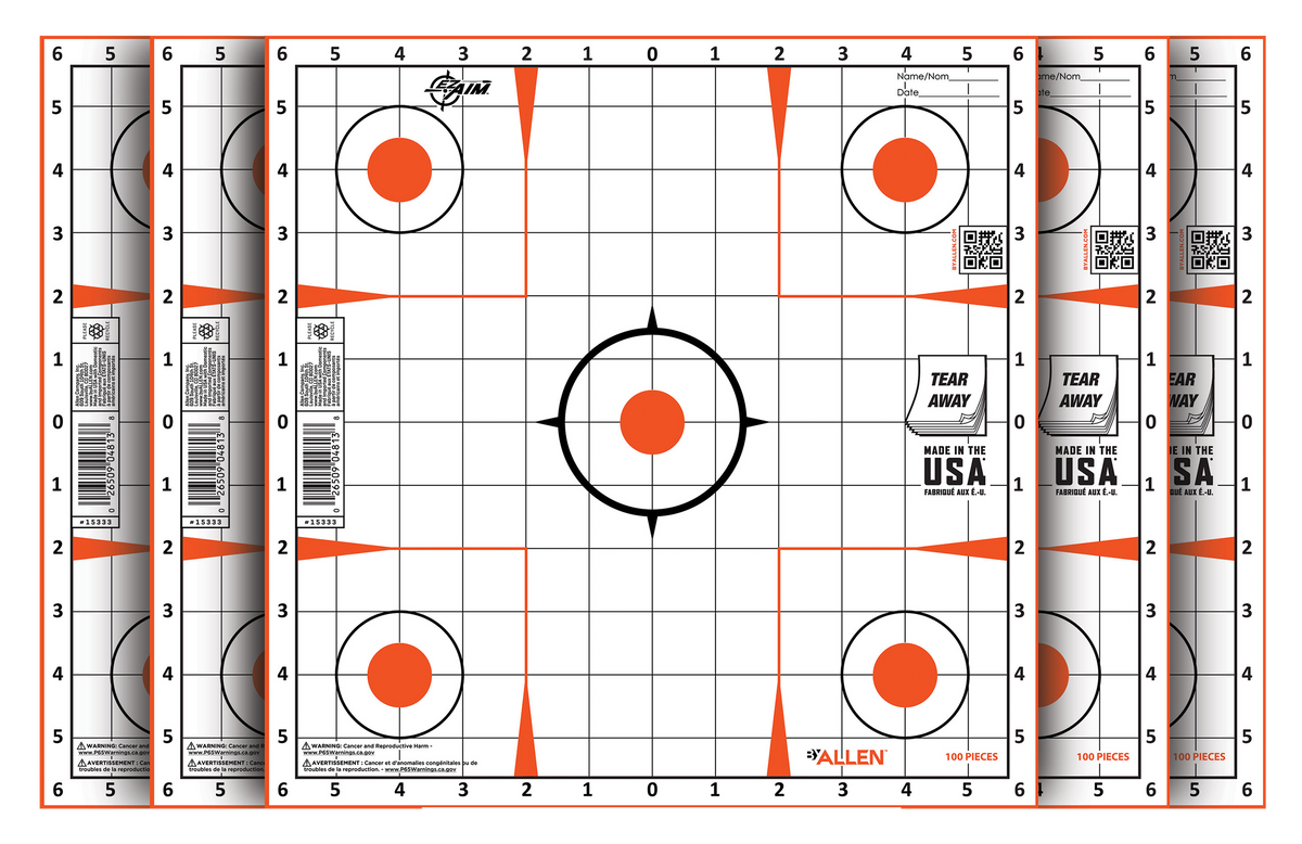 EZ-Aim Sight-In Grid Paper Self-Adhesive 12x12 Target Orange/White - 100 Pack