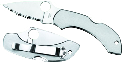 Spyderco Dragonfly 2 C28P 2.31" VG-10 Serrated Folding Clip Point Knife - Stainless Steel Handle