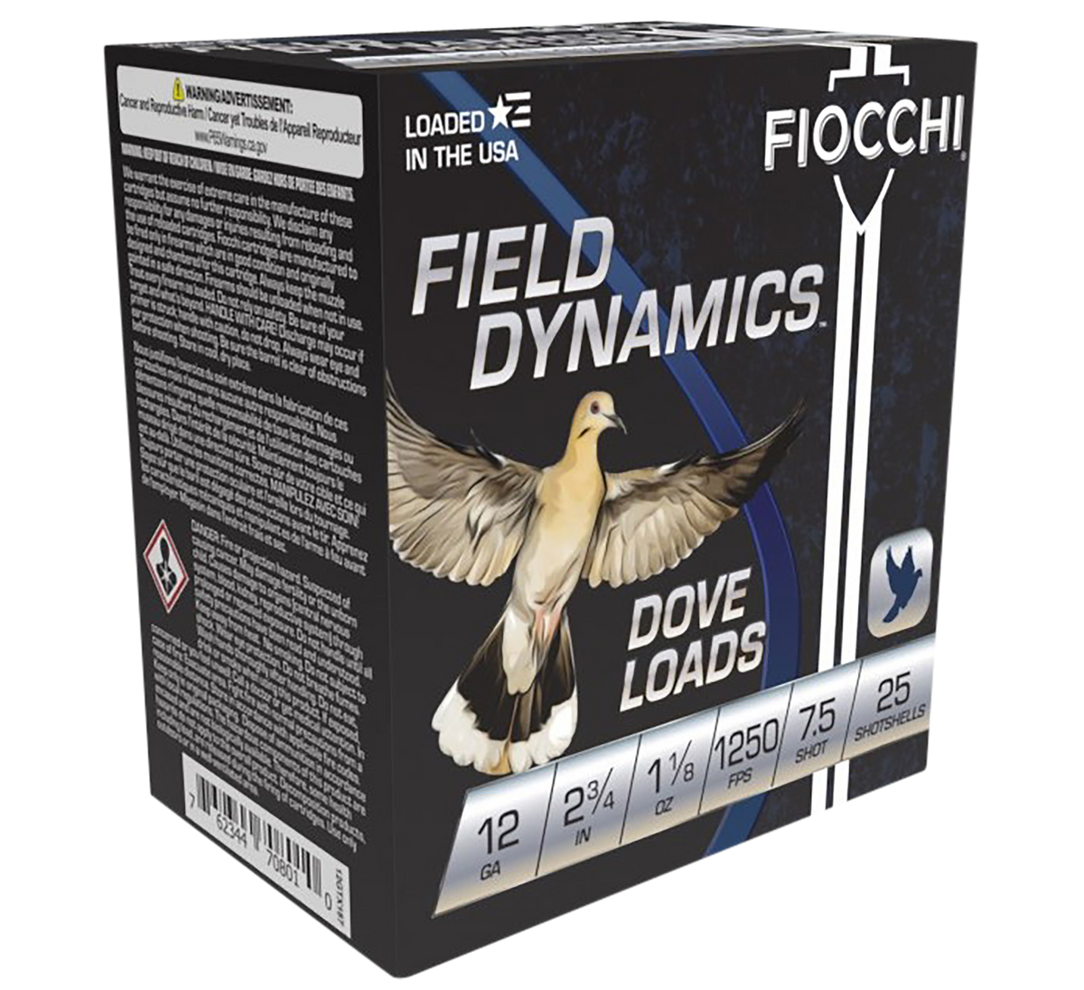 Fiocchi Field Dynamics Dove & Quail 12 Gauge 2.75" 1-1/8oz 7.5 Shot 25 Rd - Box or Case