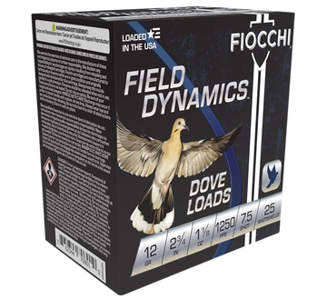 Fiocchi Field Dynamics Dove & Quail 12 Gauge 2.75" 1-1/8oz 7.5 Shot 25 Rd - Box or Case