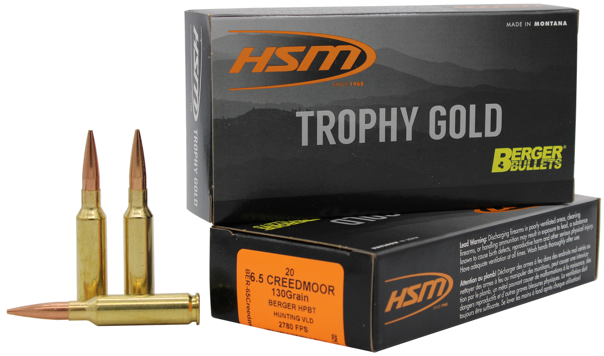HSM Trophy Gold 6.5 Creedmoor 130gr Berger Hunting VLD Match 20 Rd - Box or Case