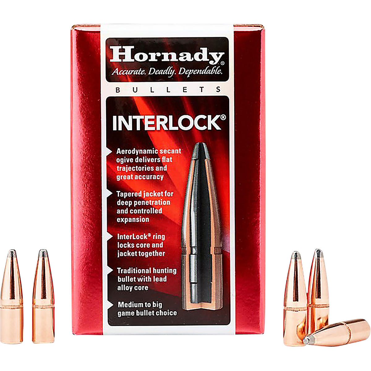 Hornady InterLock 270 Cal .277 150gr Spire Point Reloading Bullets - 100/Box