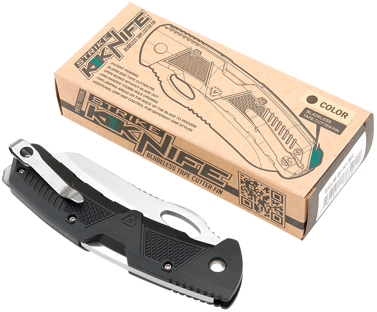 Strike Industries K1 Folding Knife 3.51" Plain AUS-8A Black