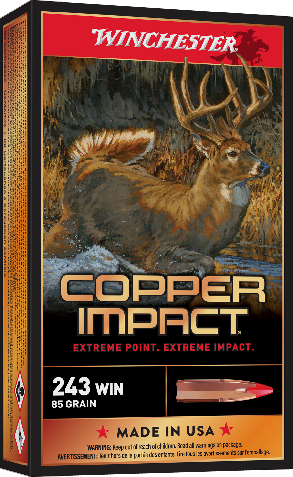 Winchester Ammo Copper Impact 243 Win 85gr Copper Extreme Point Lead Free - Box or Case