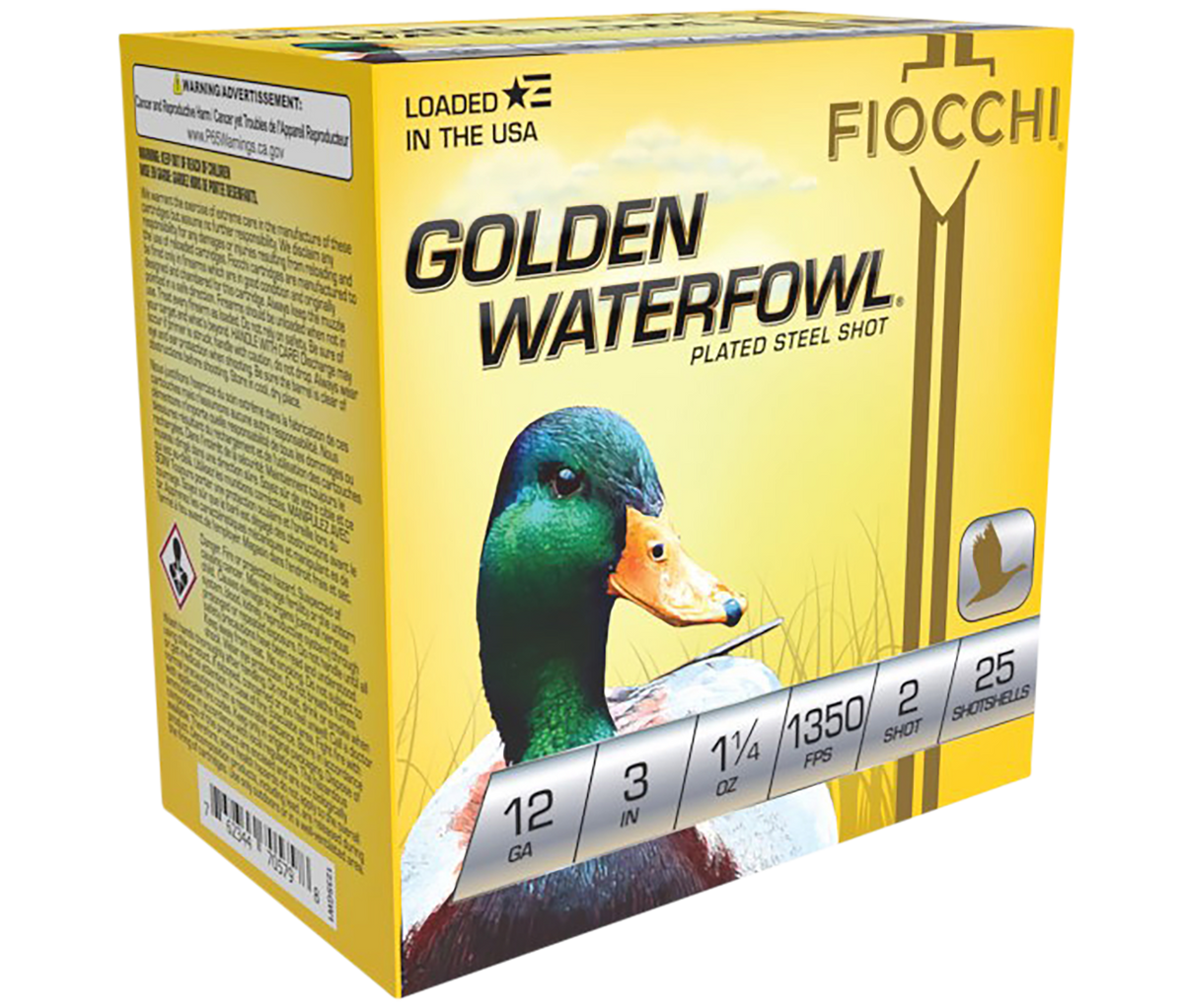 Fiocchi Golden Waterfowl 12 Gauge 3" 1 1/4 oz 2 Shot 25 Bx/10 Cs - Box or Case