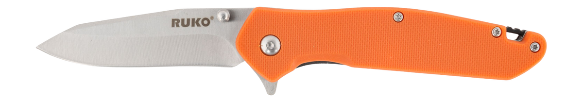 Rynoblade Knives Ruko Tactical 3.25" Folding 420A Steel Orange GFN Handle