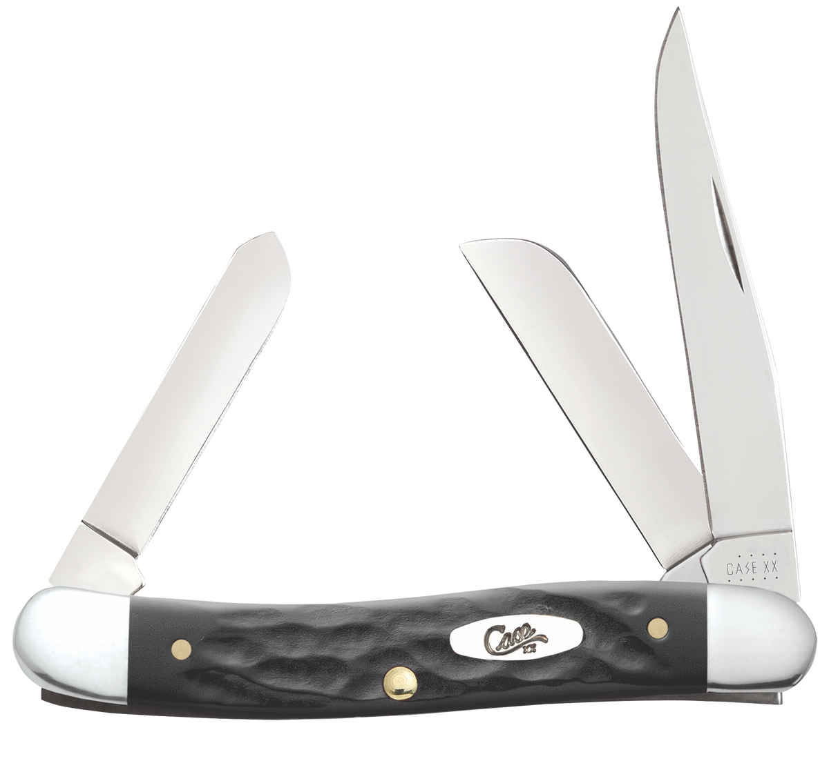 Case Medium Stockman 3-Blade 2.57"/1.88"/1.71" Folding Knife - Clip Point/Sheepsfoot/Spey - Rough Black Synthetic