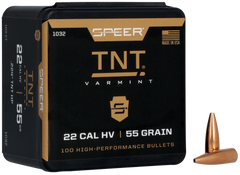 Speer TNT .22 Cal .224 55 gr Jacketed Hollow Point 100 Per Box