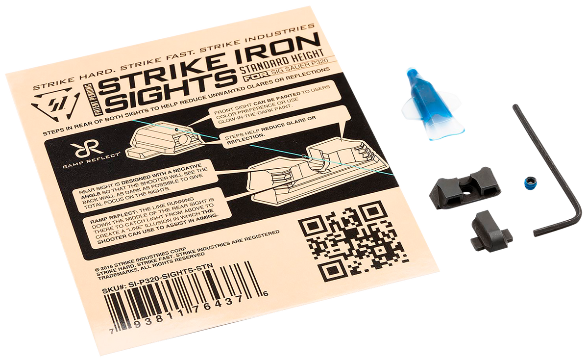 Strike Industries Strike Iron Sights Sig P320 Standard Height Black Front & Rear Set