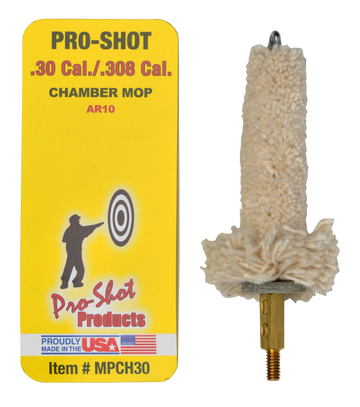 Pro-Shot MPCH30 Chamber Mop Military Style .30/.308/7.62x51mm NATO AR Platform #8-32 Thread Cotton Mop Brass Core
