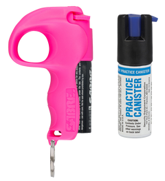 Sabre Quick Grip Pepper Spray 0.54oz 12 ft Range Pink Canister - w/Practice Spray