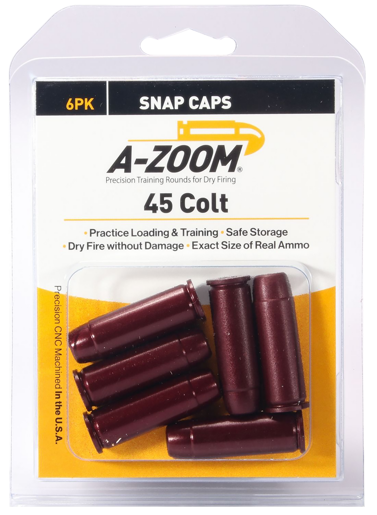 A-Zoom 16124 Revolver Snap Caps 45 Colt 6-Pack