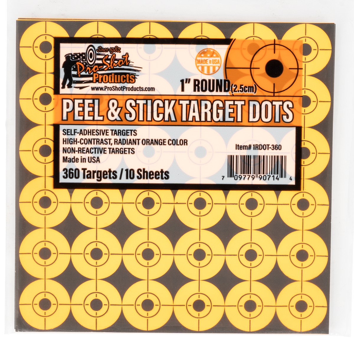 Pro-Shot 1RDOT360 Peel & Stick Target Dots 1" Orange 360 Targets 10-Pack