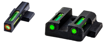 HiViz LiteWave H3 Sight Set for S&W Shield - Green Tritium Orange Outline Front / Green Fiber Optic Rear