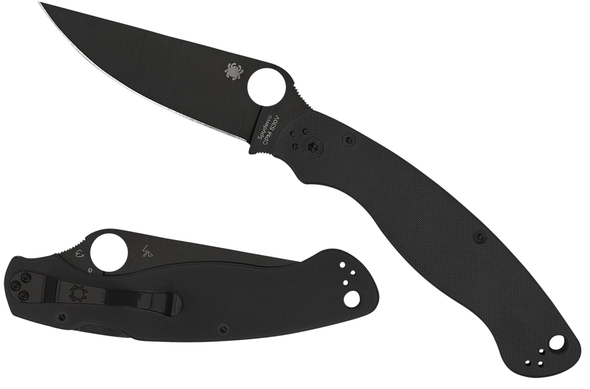Spyderco Military 2 4" CPM S30V Black DLC Plain Edge G10 Folding Knife