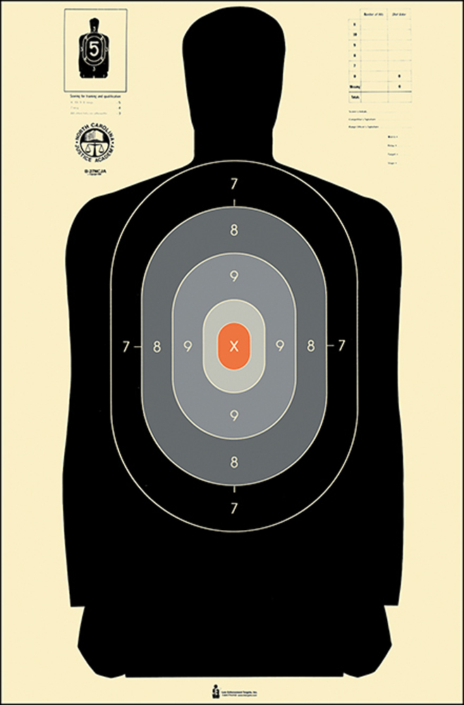 Action Target B-27 NCJA NC Criminal Justice Academy Silhouette Paper Hanging Target 24" x 45" 100/Box