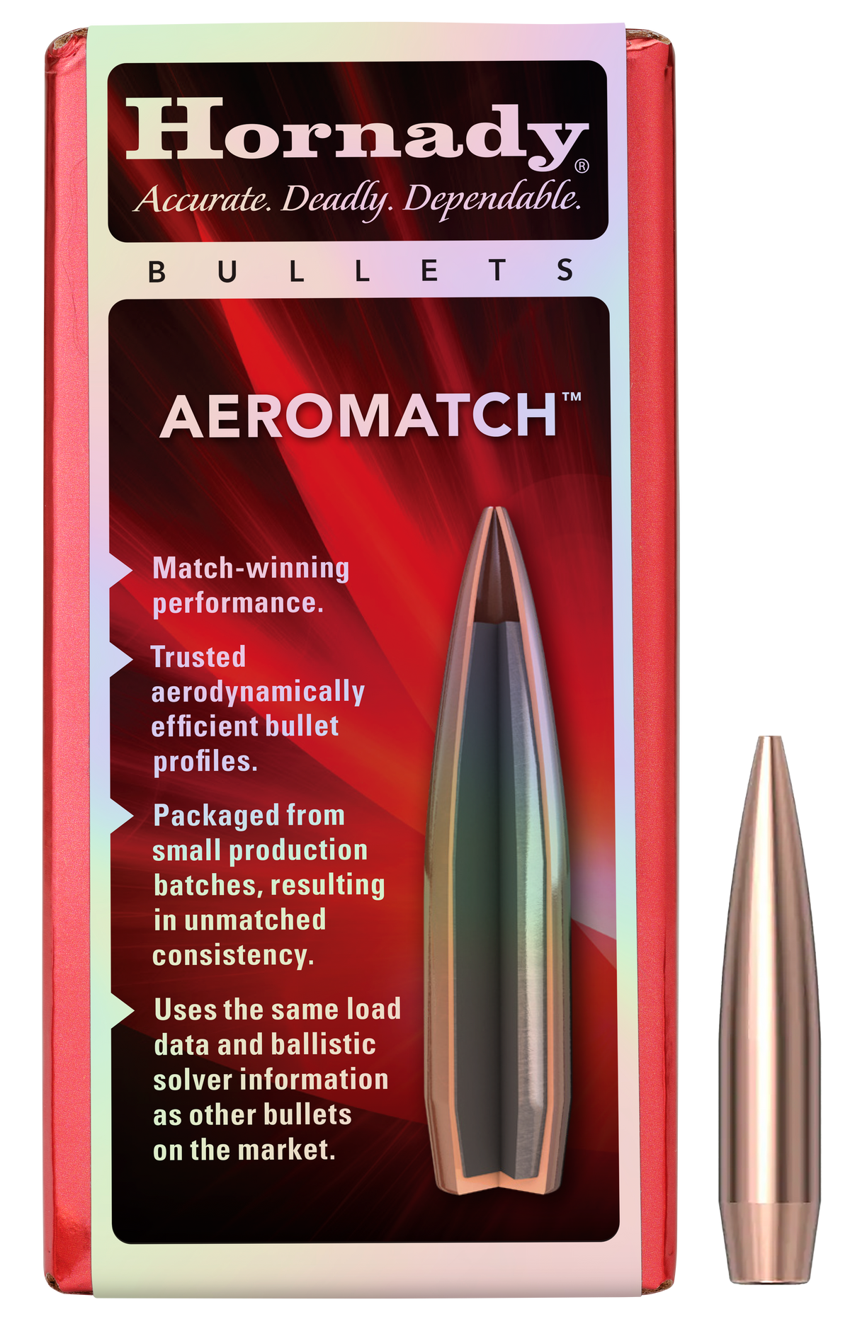 Hornady Aeromatch 6.5mm .264 140gr HPBT Reloading Bullets - 100/Box