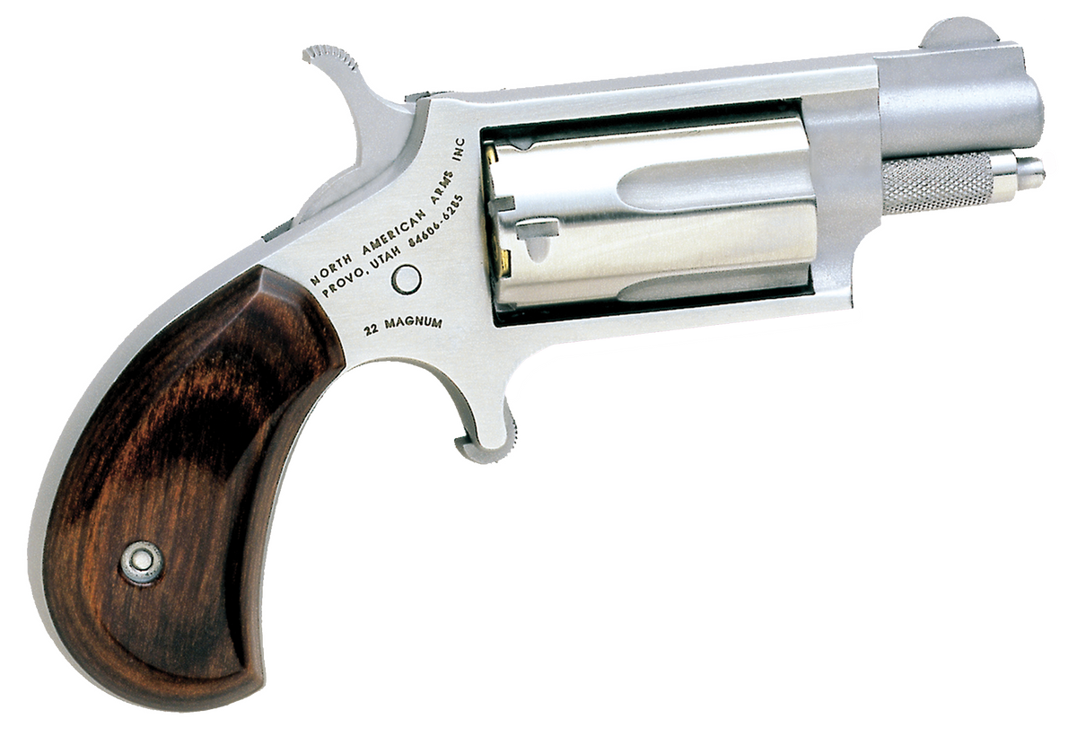 North American Arms 22MS Mini-Revolver 22 WMR 1.13" 5-Rd SAO Stainless Rosewood Birdshead - CA Compliant
