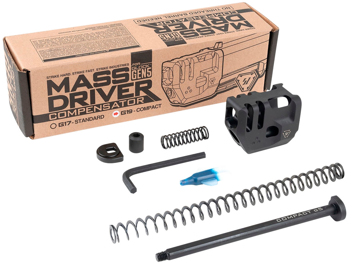 Strike Industries Mass Driver Compact Compensator 9mm Black - Glock 19 Gen 5